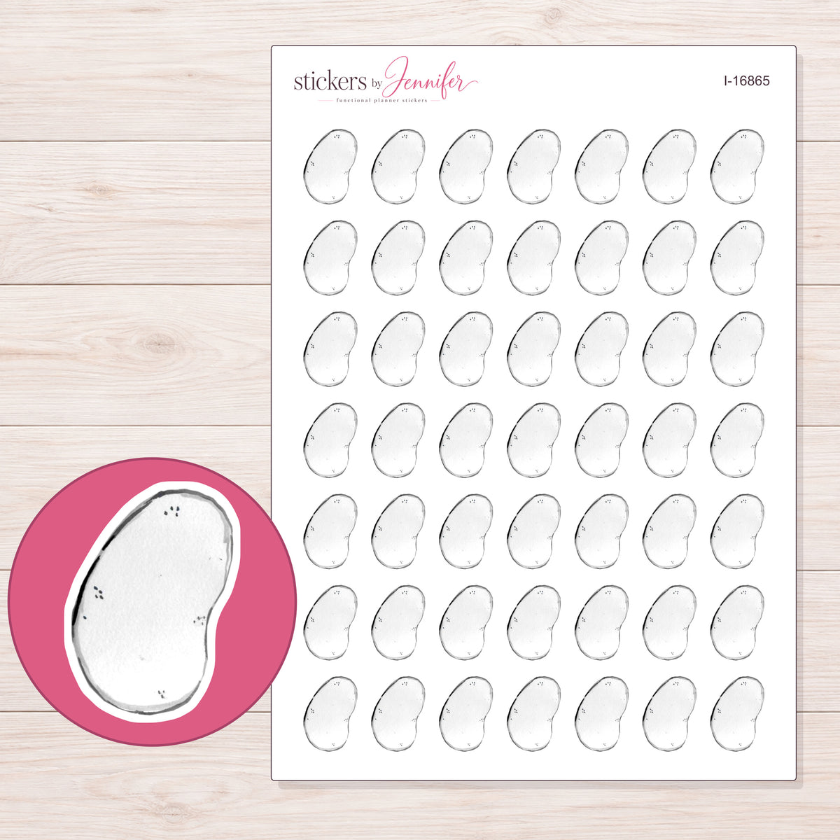 I-16865 planner sticker sheet with enlarged sticker detail