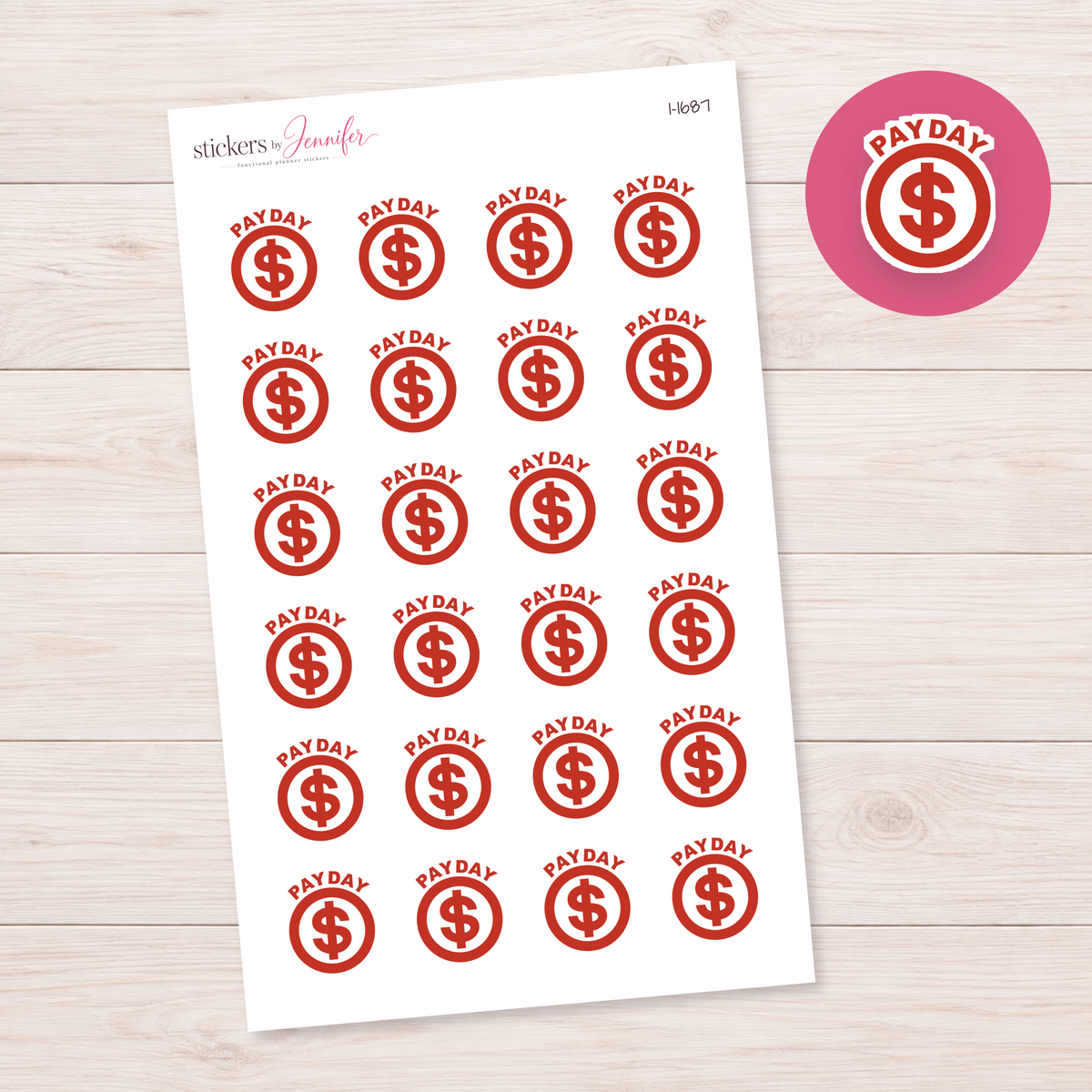 Red Payday Planner Stickers | I-1687