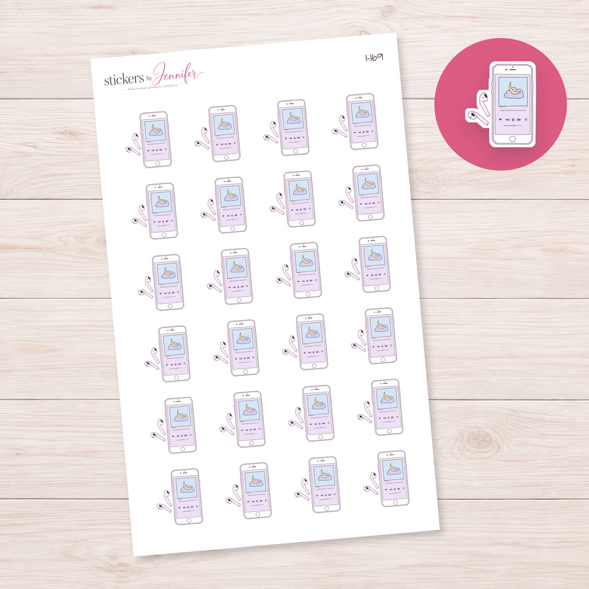 Music on Phone Planner Stickers | I-169