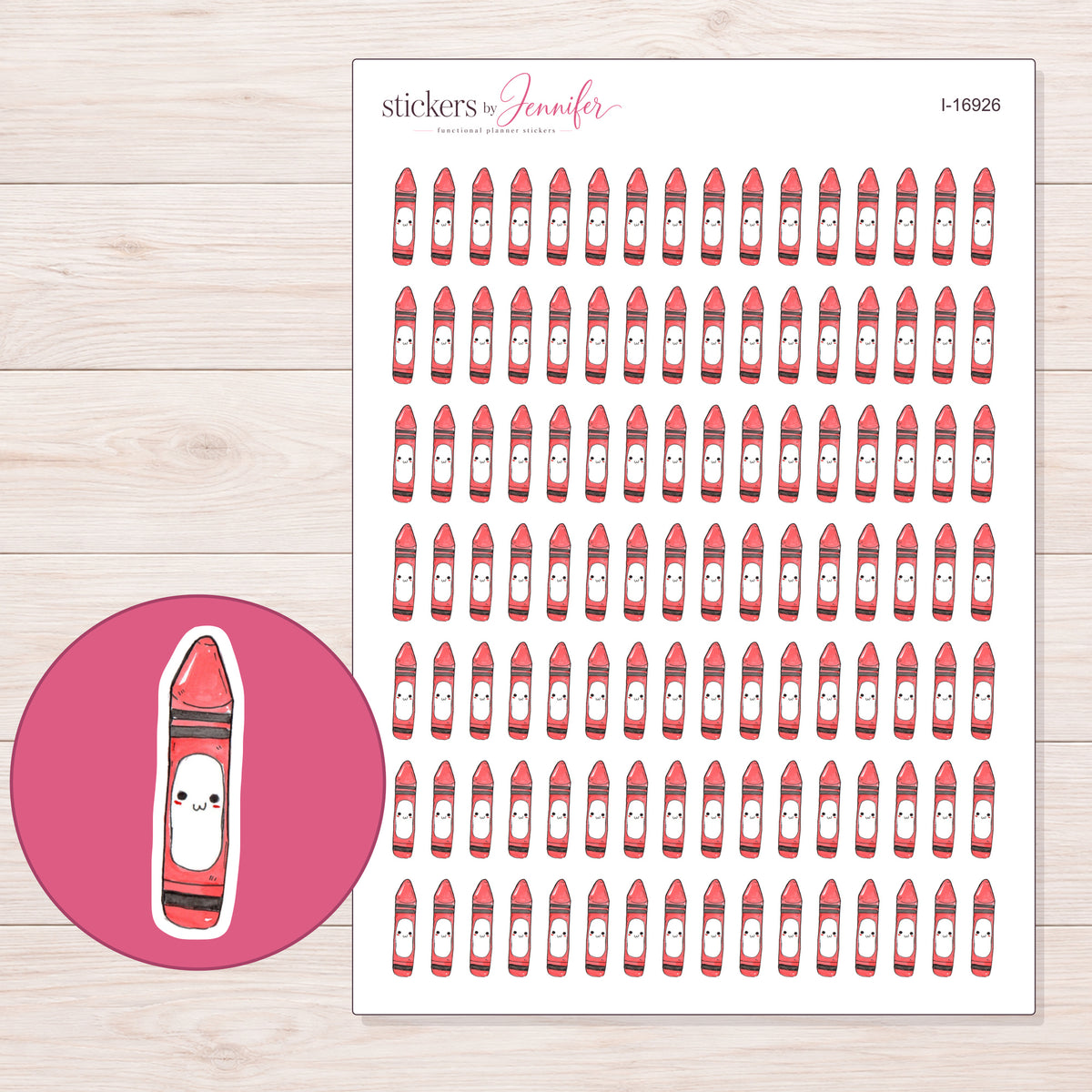 I-16926 planner sticker sheet with enlarged sticker detail