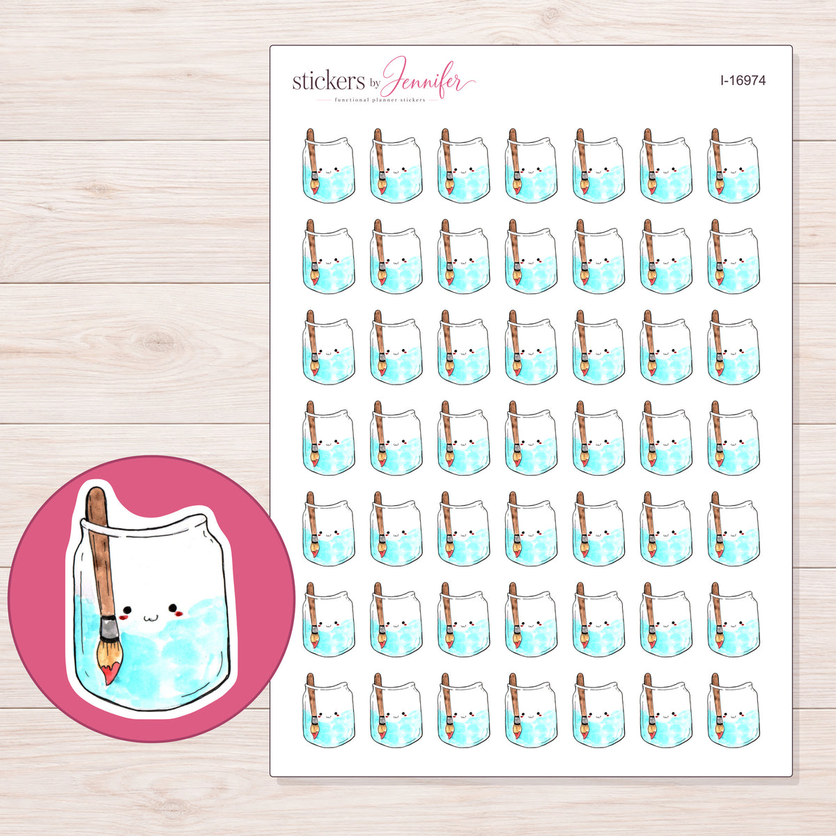 I-16974 planner sticker sheet with enlarged sticker detail