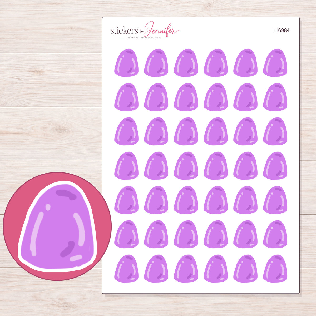 I-16984 planner sticker sheet with enlarged sticker detail