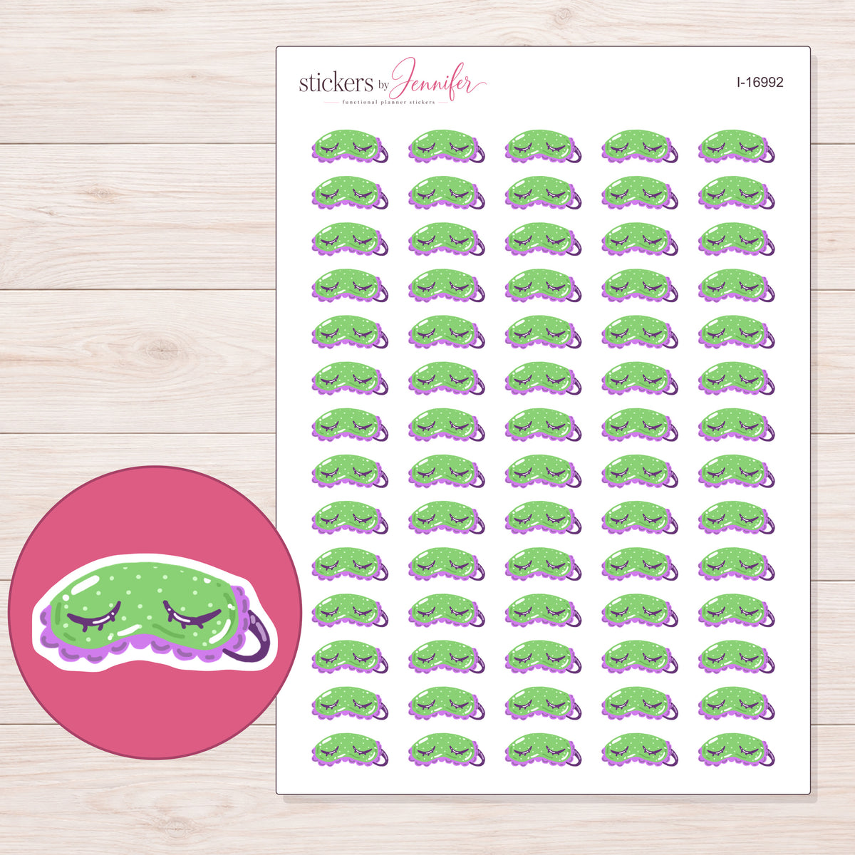 I-16992 planner sticker sheet with enlarged sticker detail
