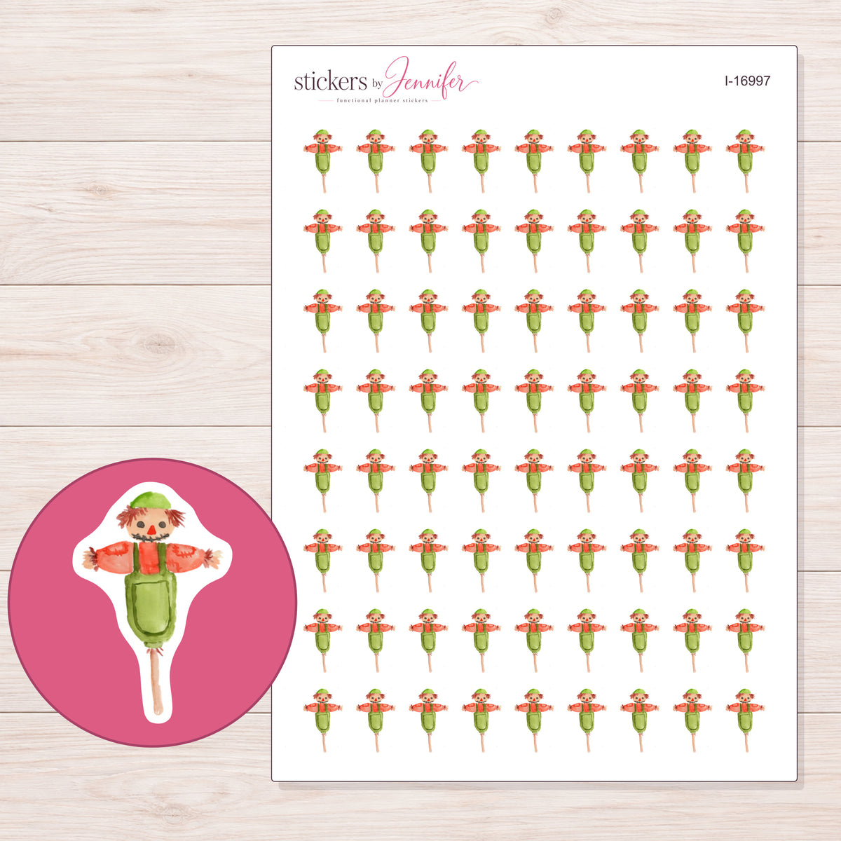 I-16997 planner sticker sheet with enlarged sticker detail