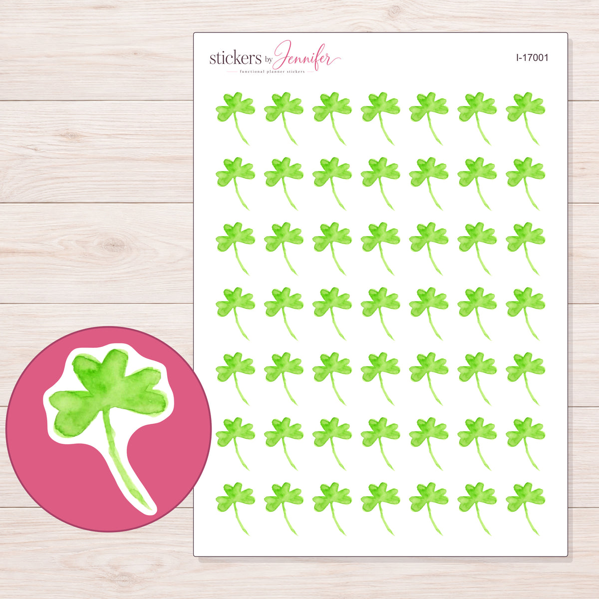 I-17001 planner sticker sheet with enlarged sticker detail