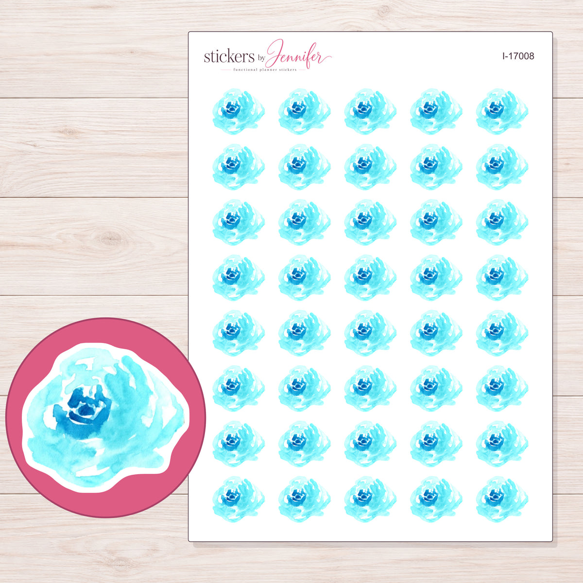 I-17008 planner sticker sheet with enlarged sticker detail