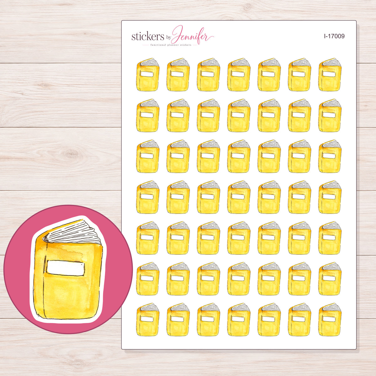 I-17009 planner sticker sheet with enlarged sticker detail