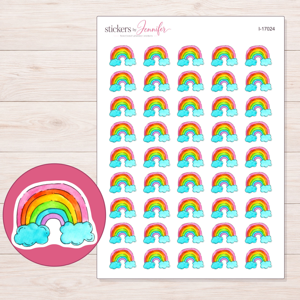 I-17024 planner sticker sheet with enlarged sticker detail