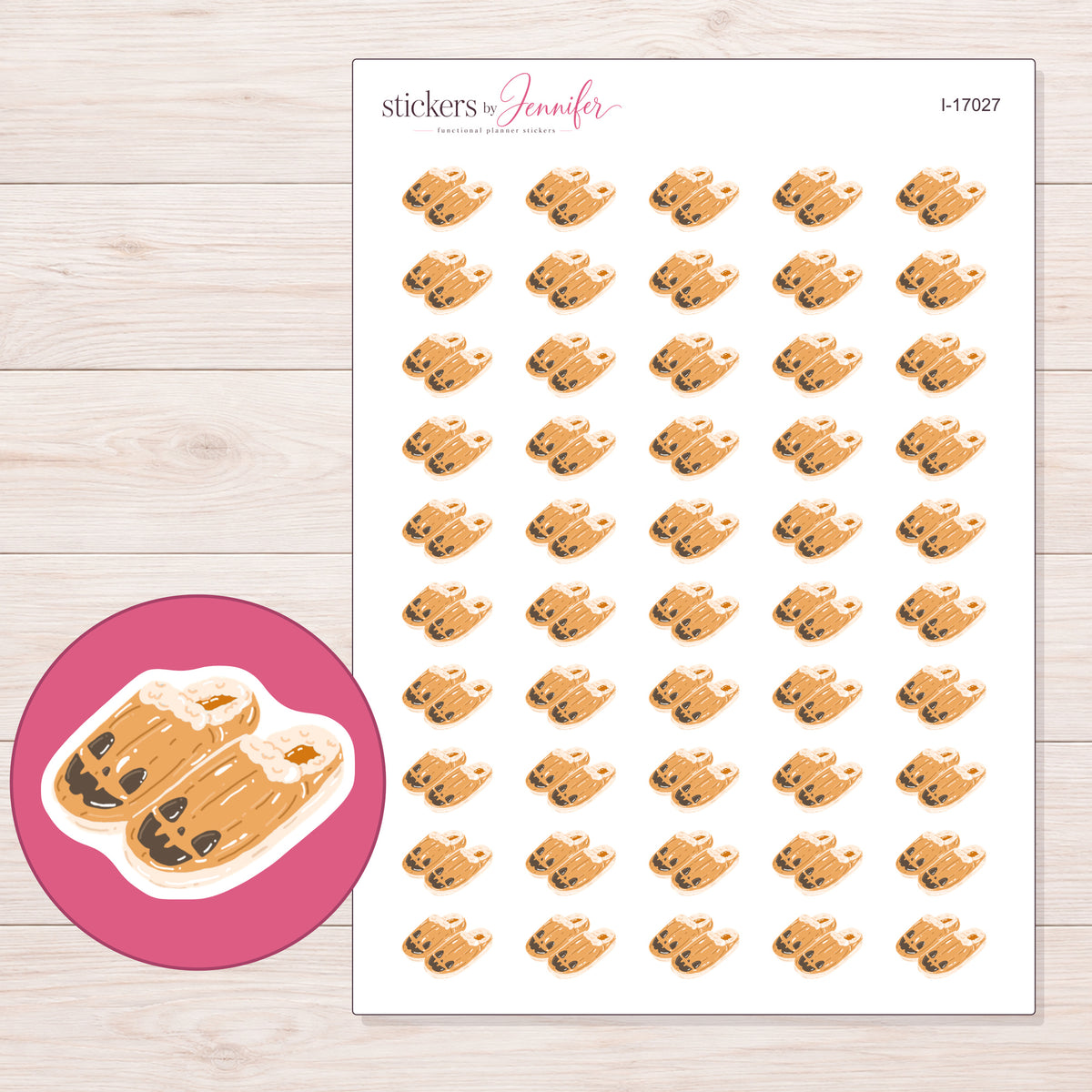I-17027 planner sticker sheet with enlarged sticker detail