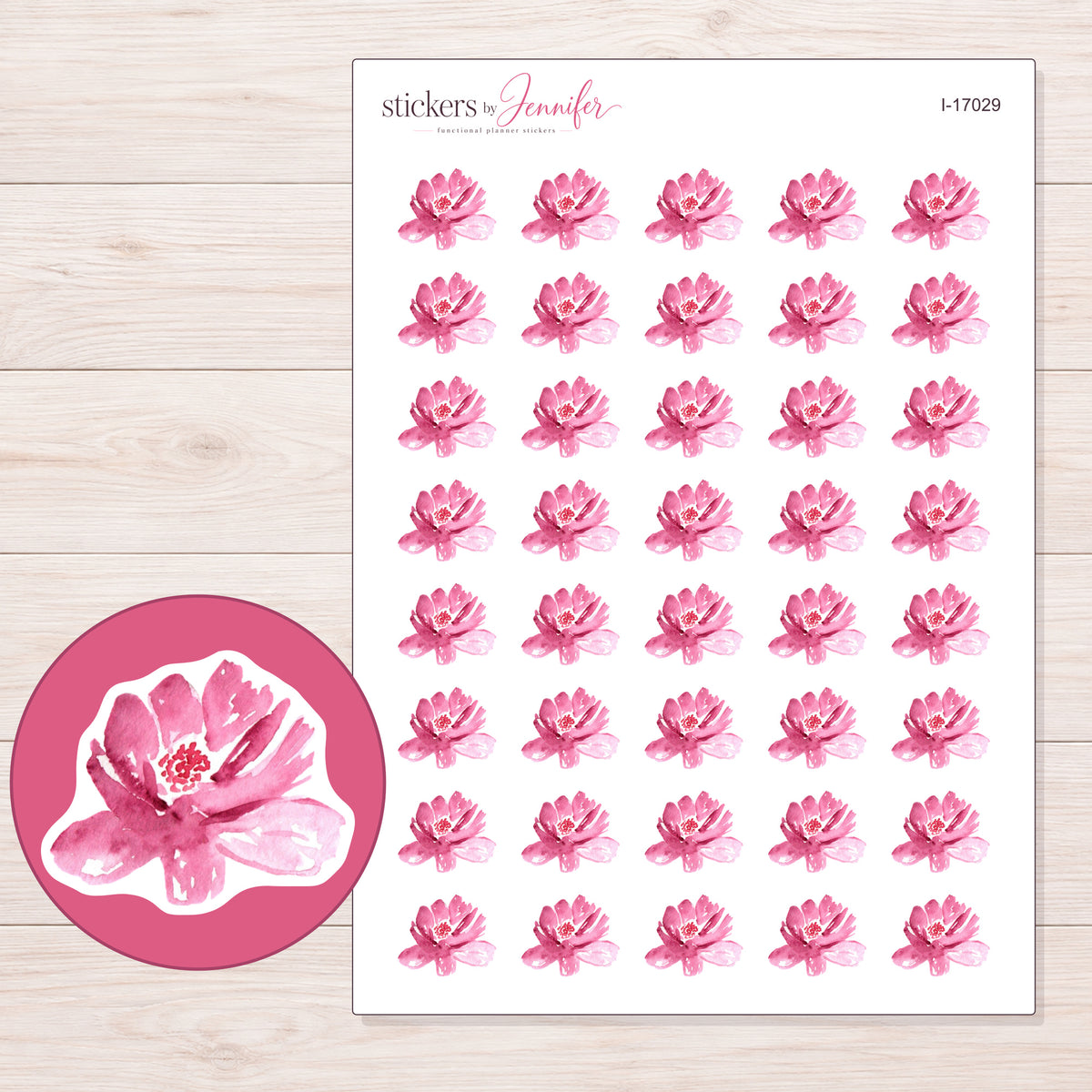 I-17029 planner sticker sheet with enlarged sticker detail