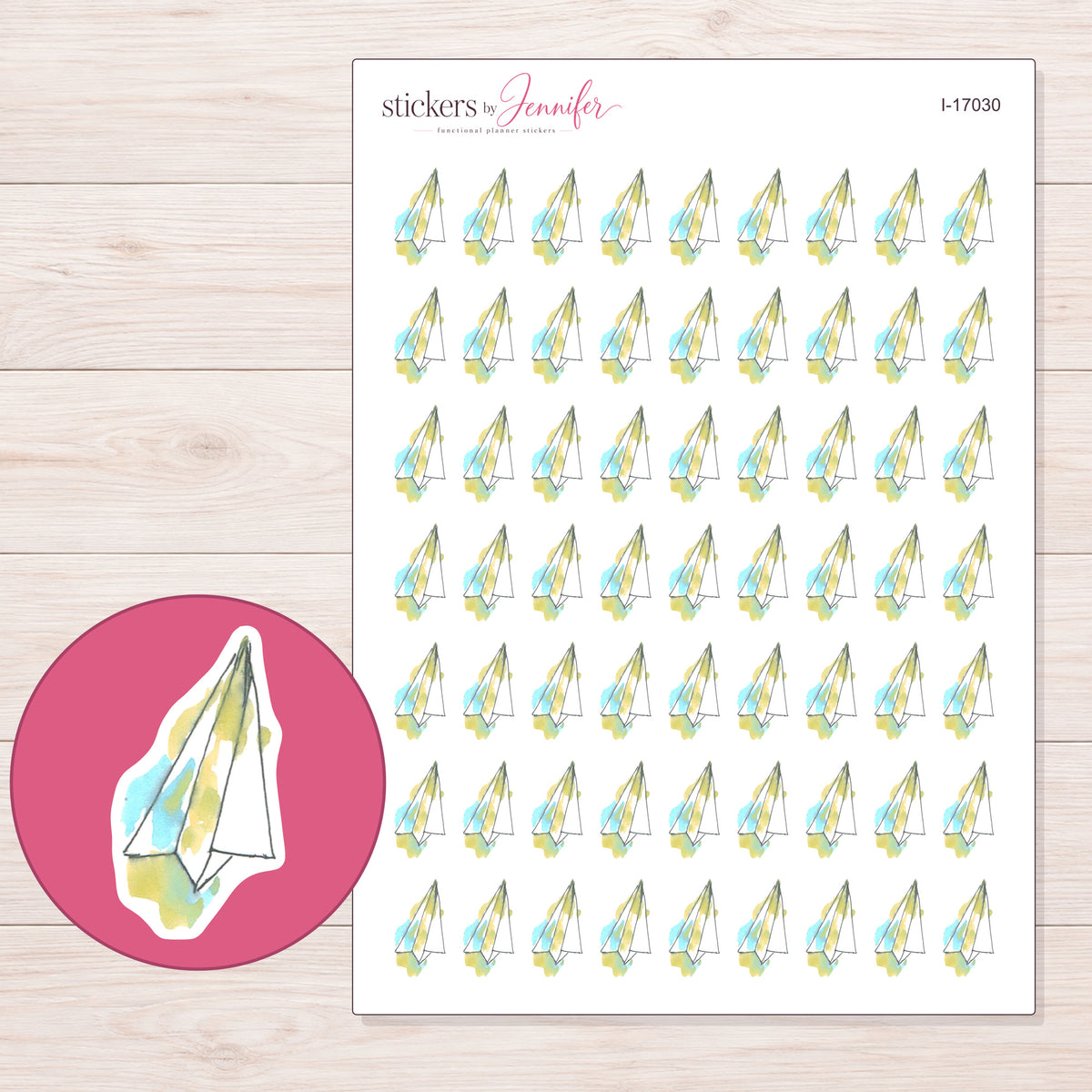 I-17030 planner sticker sheet with enlarged sticker detail