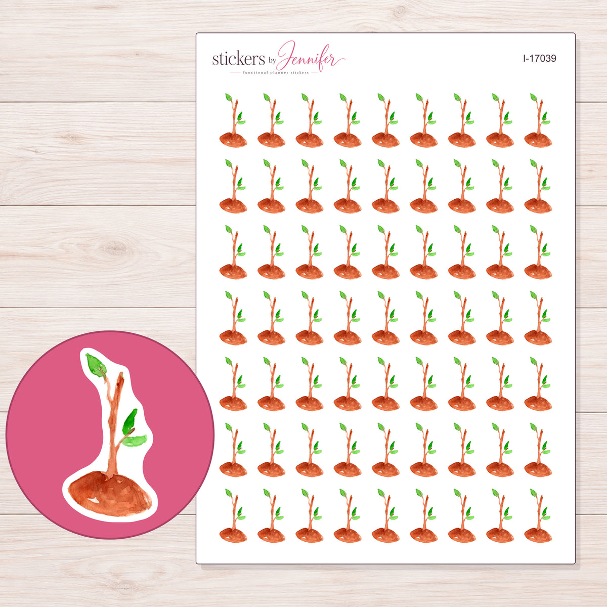 I-17039 planner sticker sheet with enlarged sticker detail