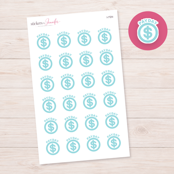 Aqua Payday Dollar Circle Planner Stickers | I-1704