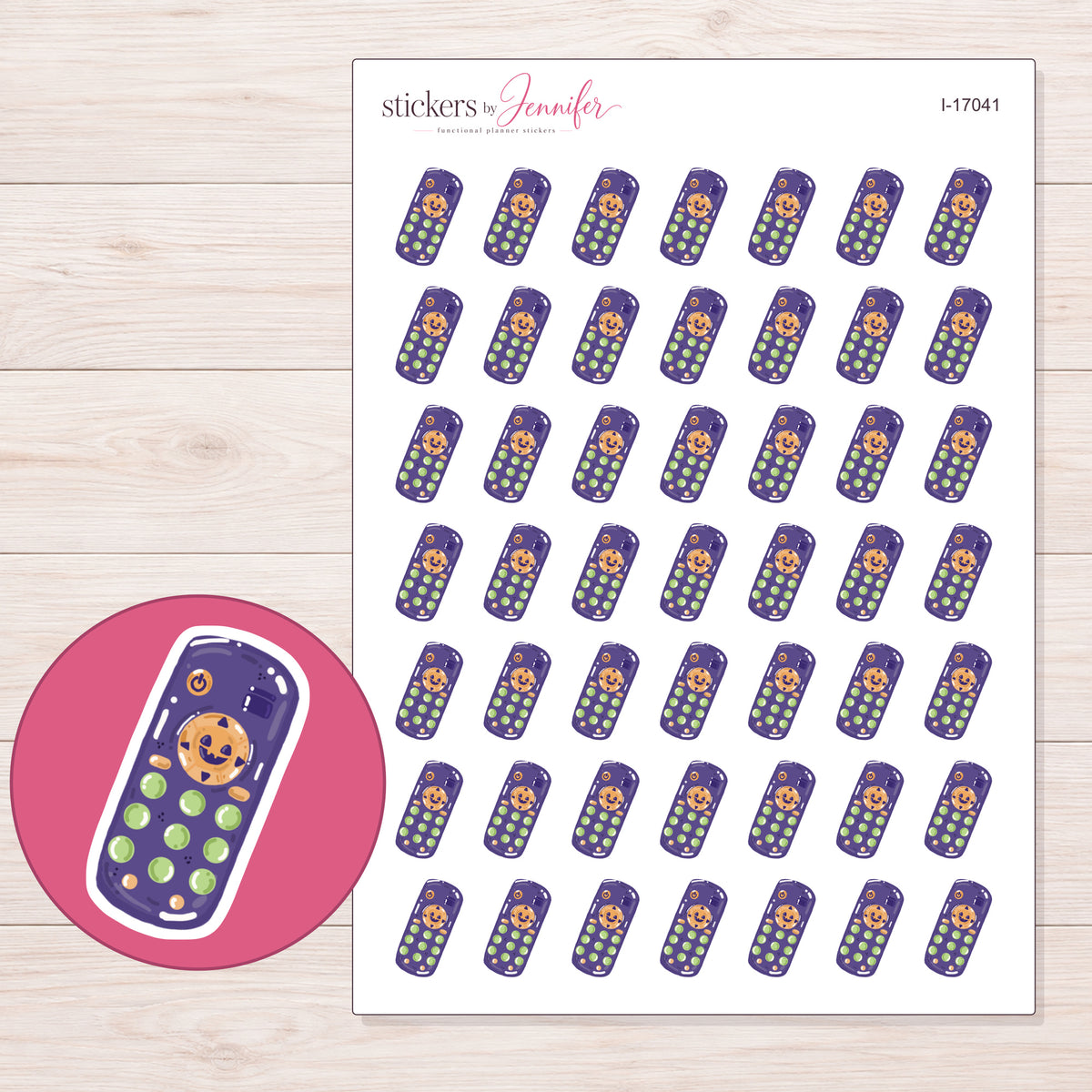 I-17041 planner sticker sheet with enlarged sticker detail