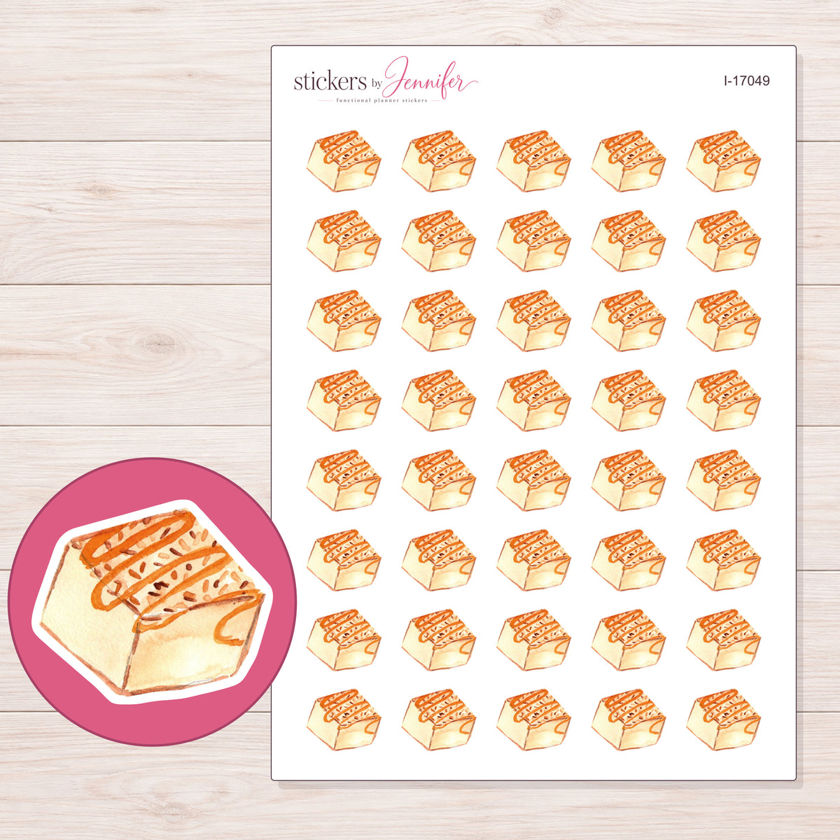 I-17049 planner sticker sheet with enlarged sticker detail
