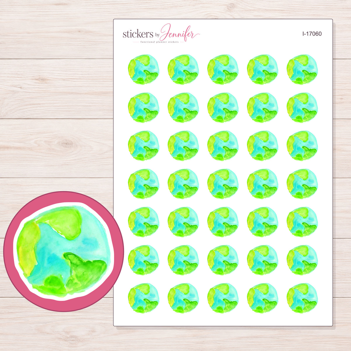 I-17060 planner sticker sheet with enlarged sticker detail