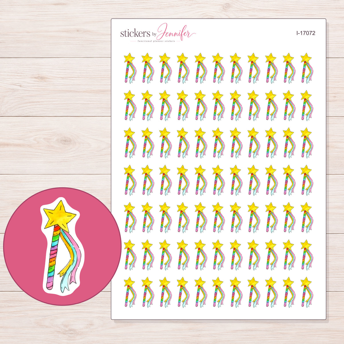 I-17072 planner sticker sheet with enlarged sticker detail