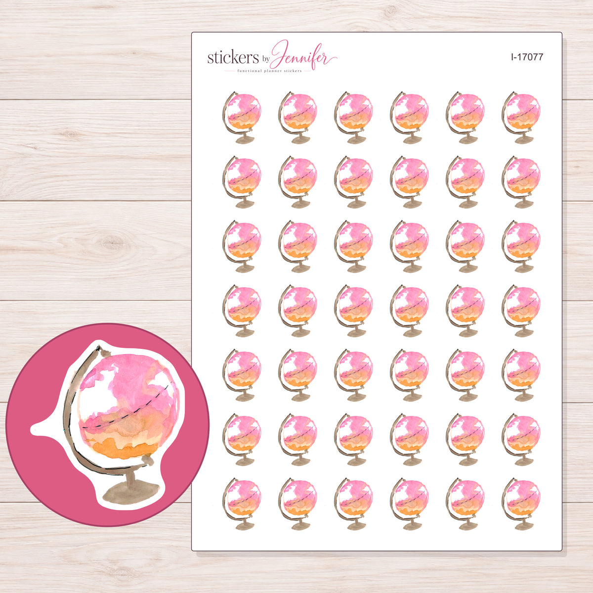 I-17077 planner sticker sheet with enlarged sticker detail