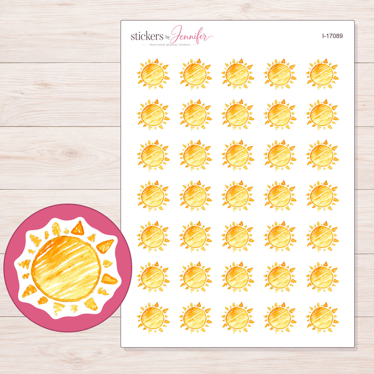 I-17089 planner sticker sheet with enlarged sticker detail