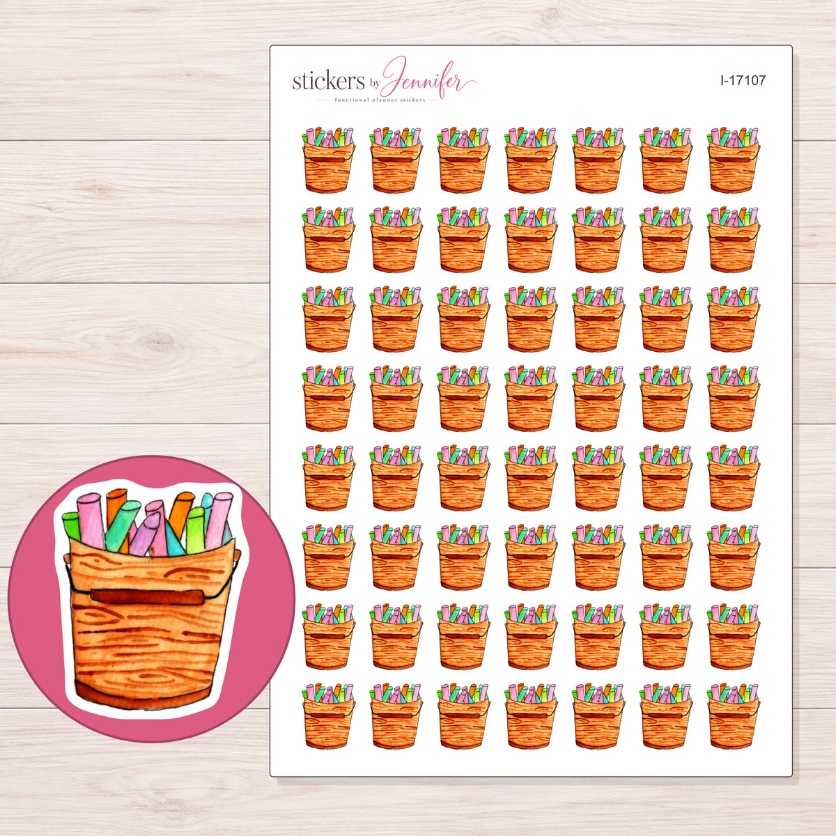 I-17107 planner sticker sheet with enlarged sticker detail