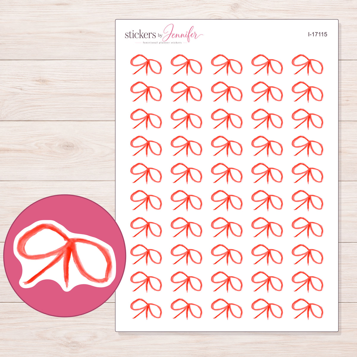 I-17115 planner sticker sheet with enlarged sticker detail
