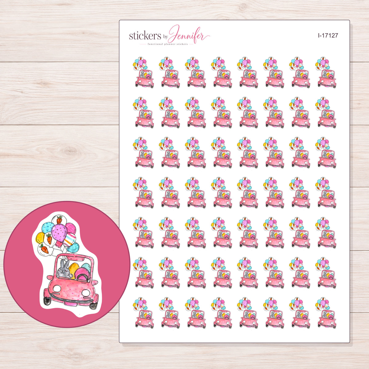 I-17127 planner sticker sheet with enlarged sticker detail