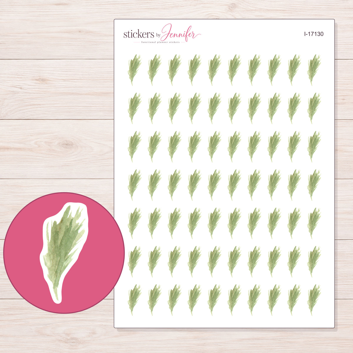 I-17130 planner sticker sheet with enlarged sticker detail