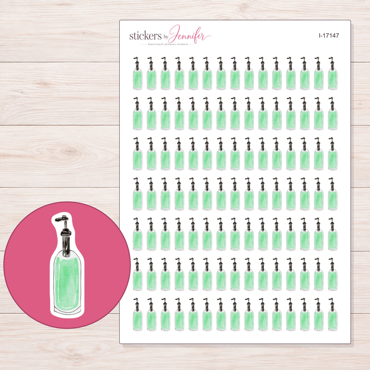 I-17147 planner sticker sheet with enlarged sticker detail
