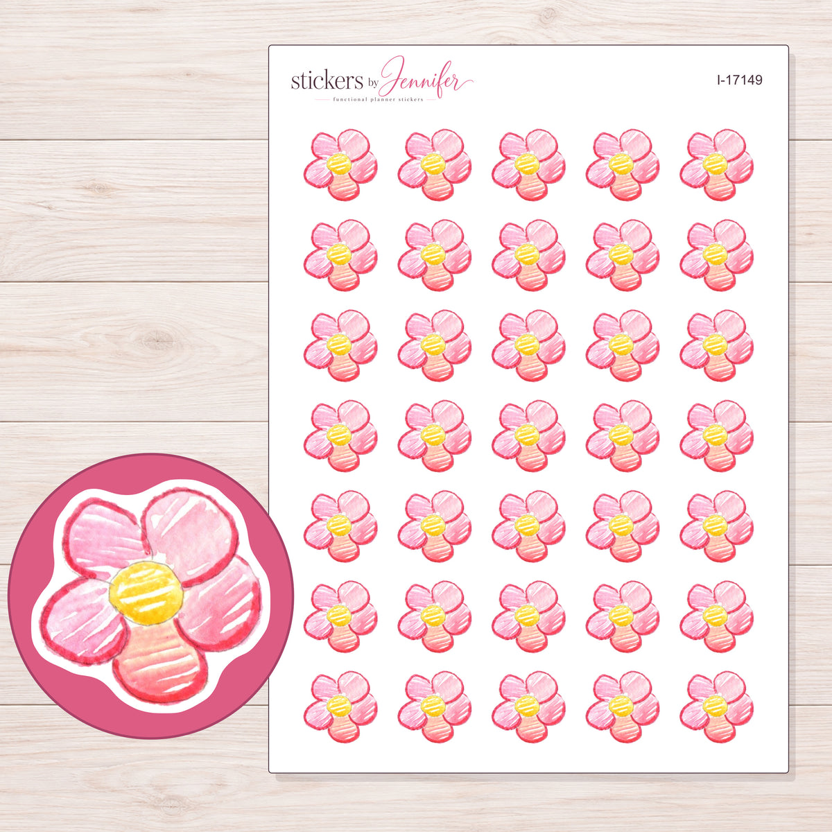 I-17149 planner sticker sheet with enlarged sticker detail