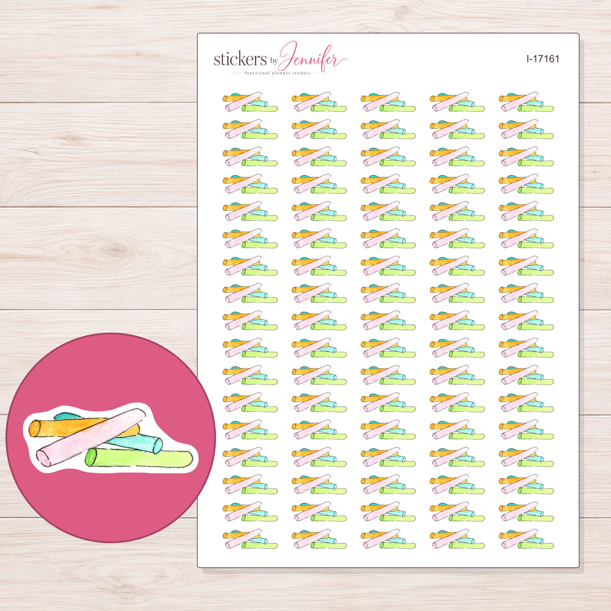 I-17161 planner sticker sheet with enlarged sticker detail