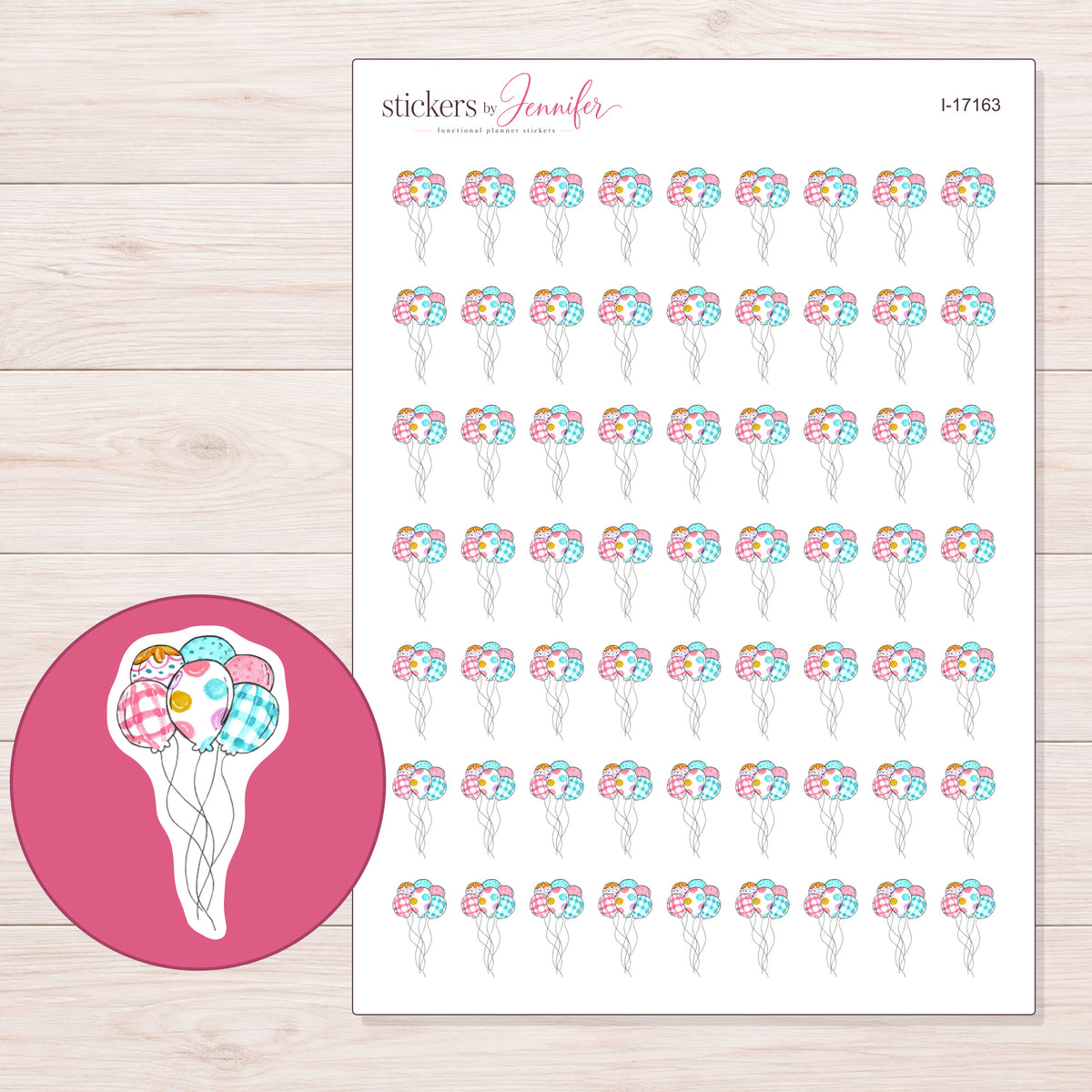 I-17163 planner sticker sheet with enlarged sticker detail