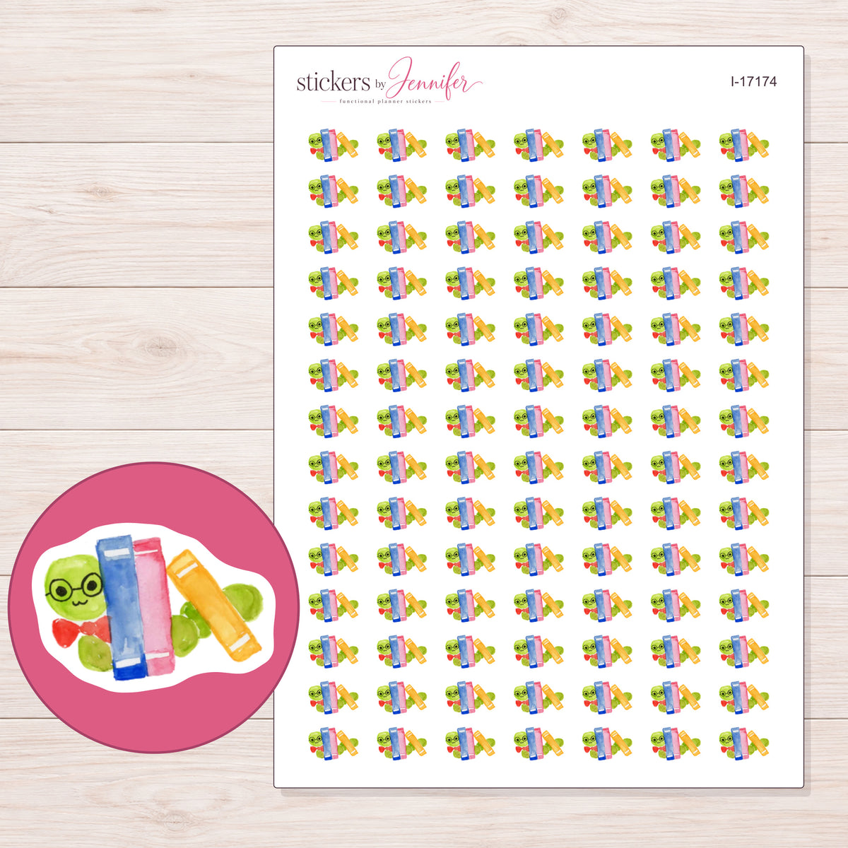 I-17174 planner sticker sheet with enlarged sticker detail