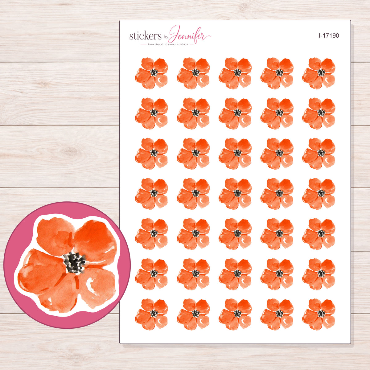 I-17190 planner sticker sheet with enlarged sticker detail