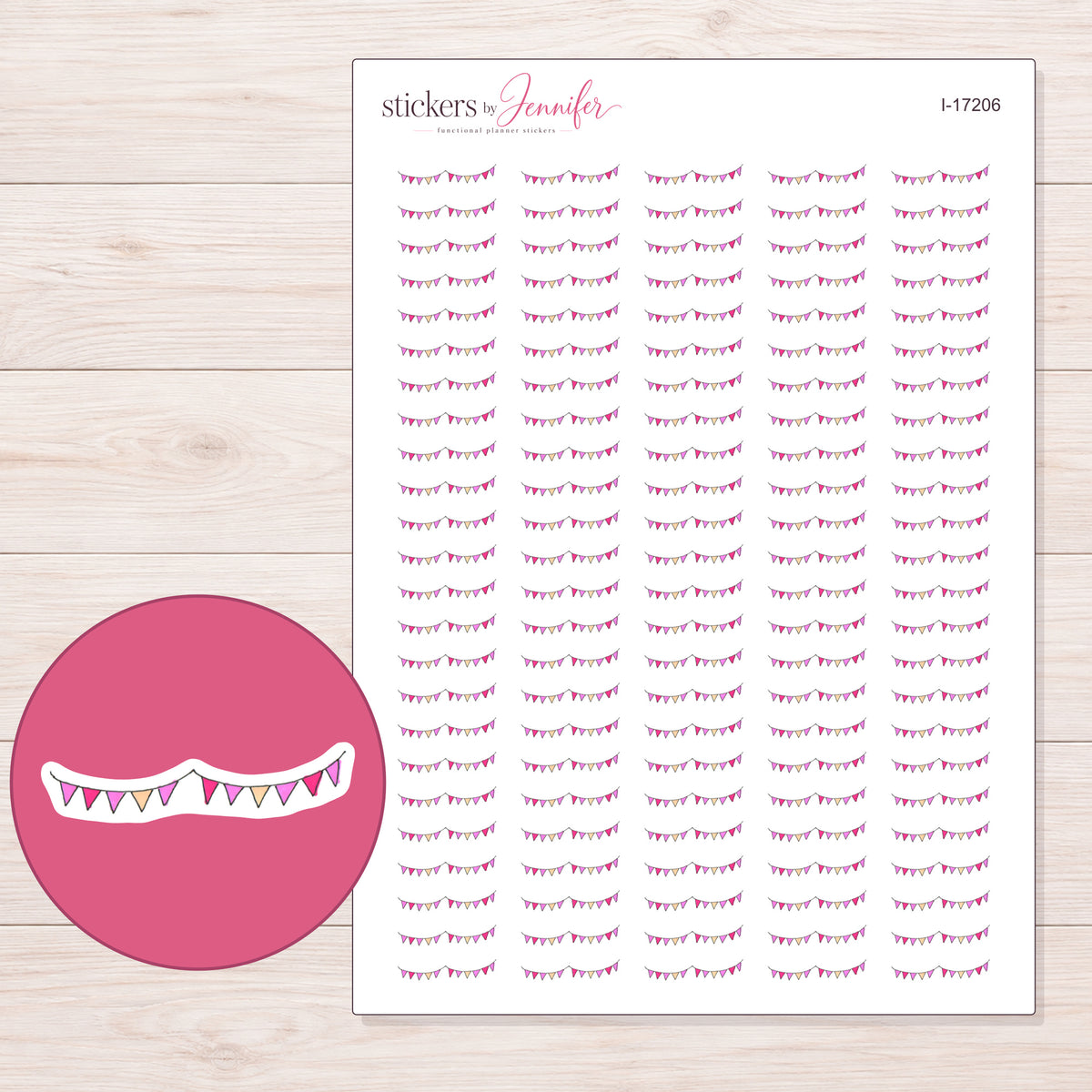 I-17206 planner sticker sheet with enlarged sticker detail