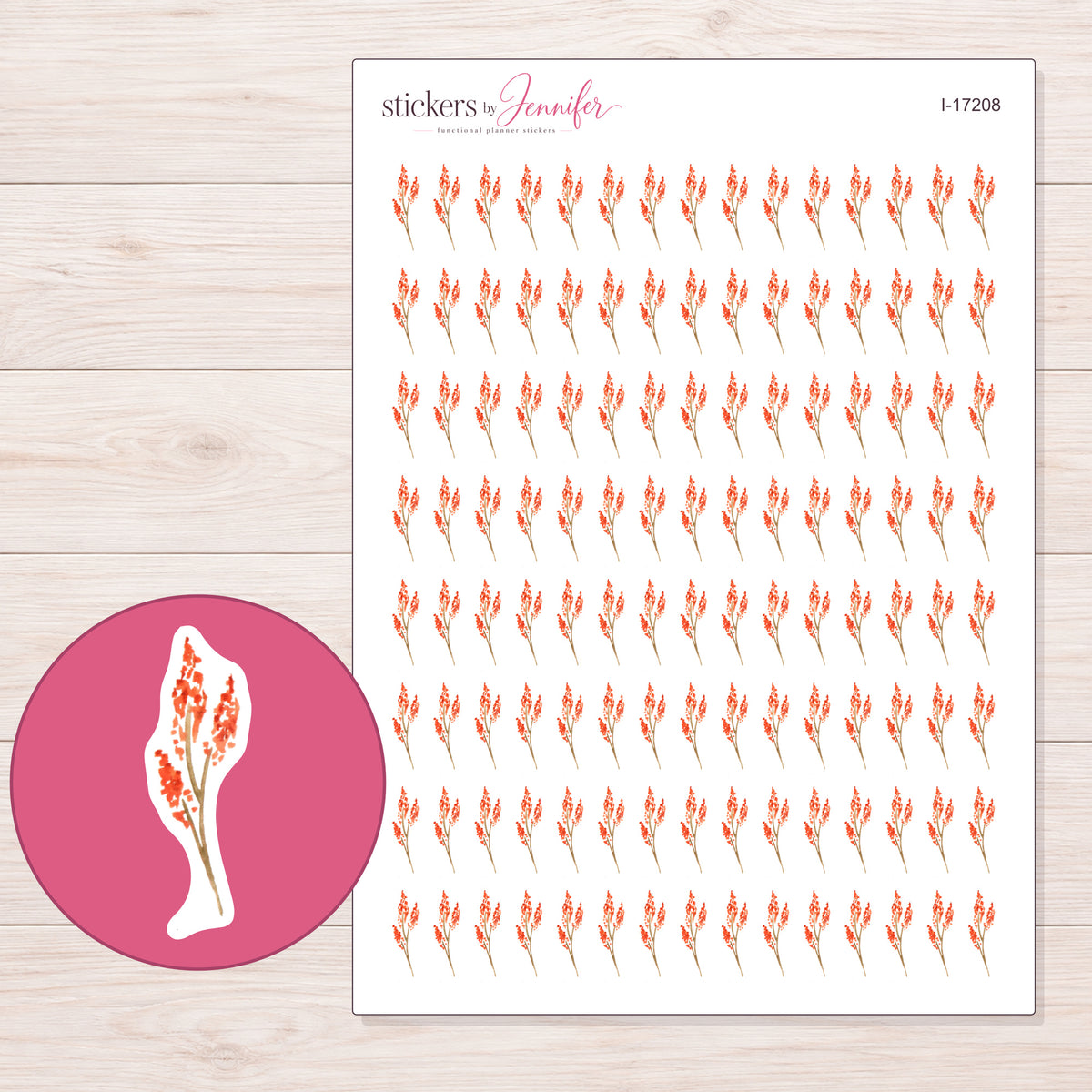I-17208 planner sticker sheet with enlarged sticker detail
