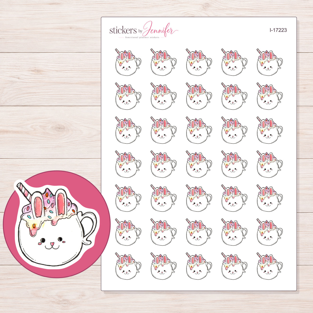 I-17223 planner sticker sheet with enlarged sticker detail