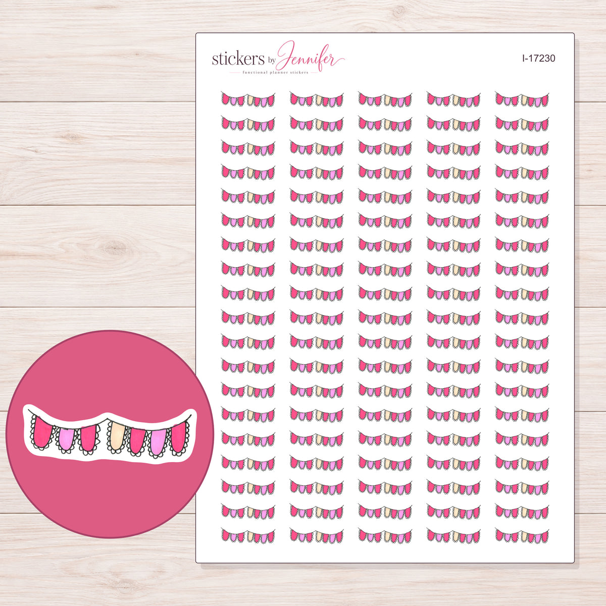 I-17230 planner sticker sheet with enlarged sticker detail