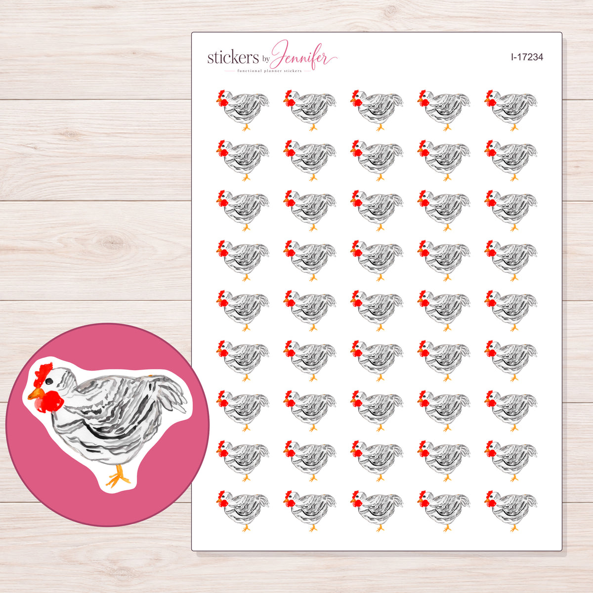 I-17234 planner sticker sheet with enlarged sticker detail