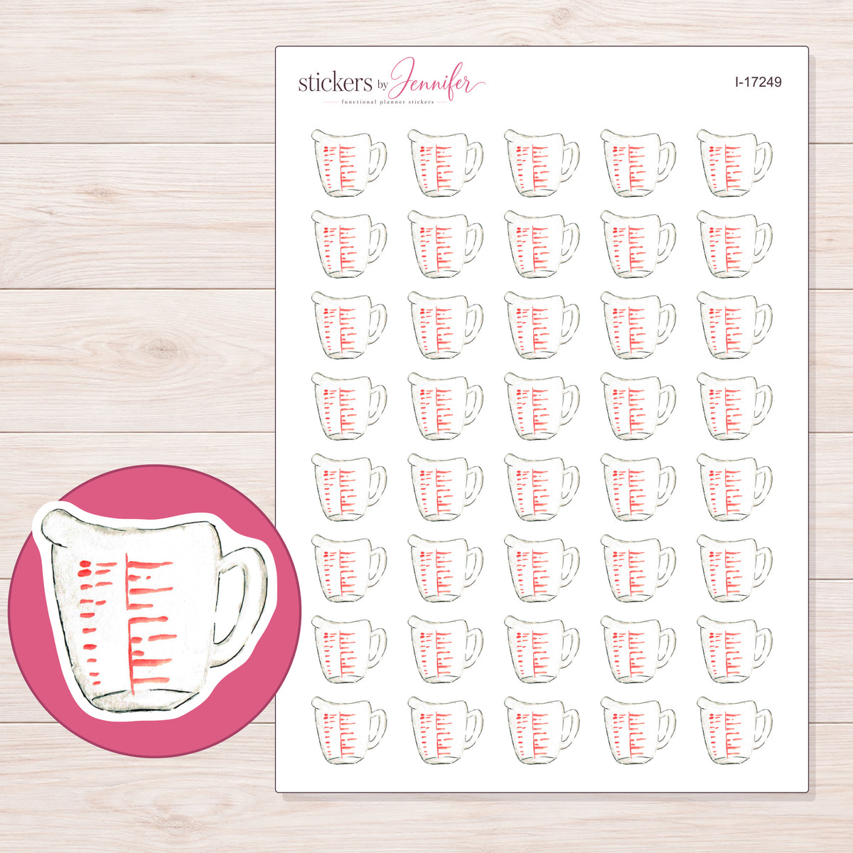 I-17249 planner sticker sheet with enlarged sticker detail