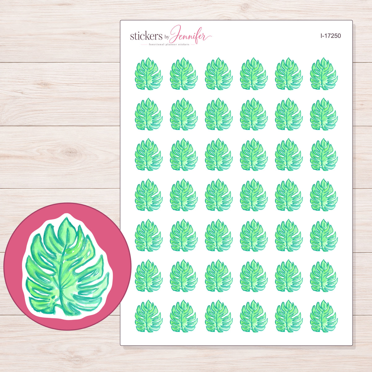 I-17250 planner sticker sheet with enlarged sticker detail