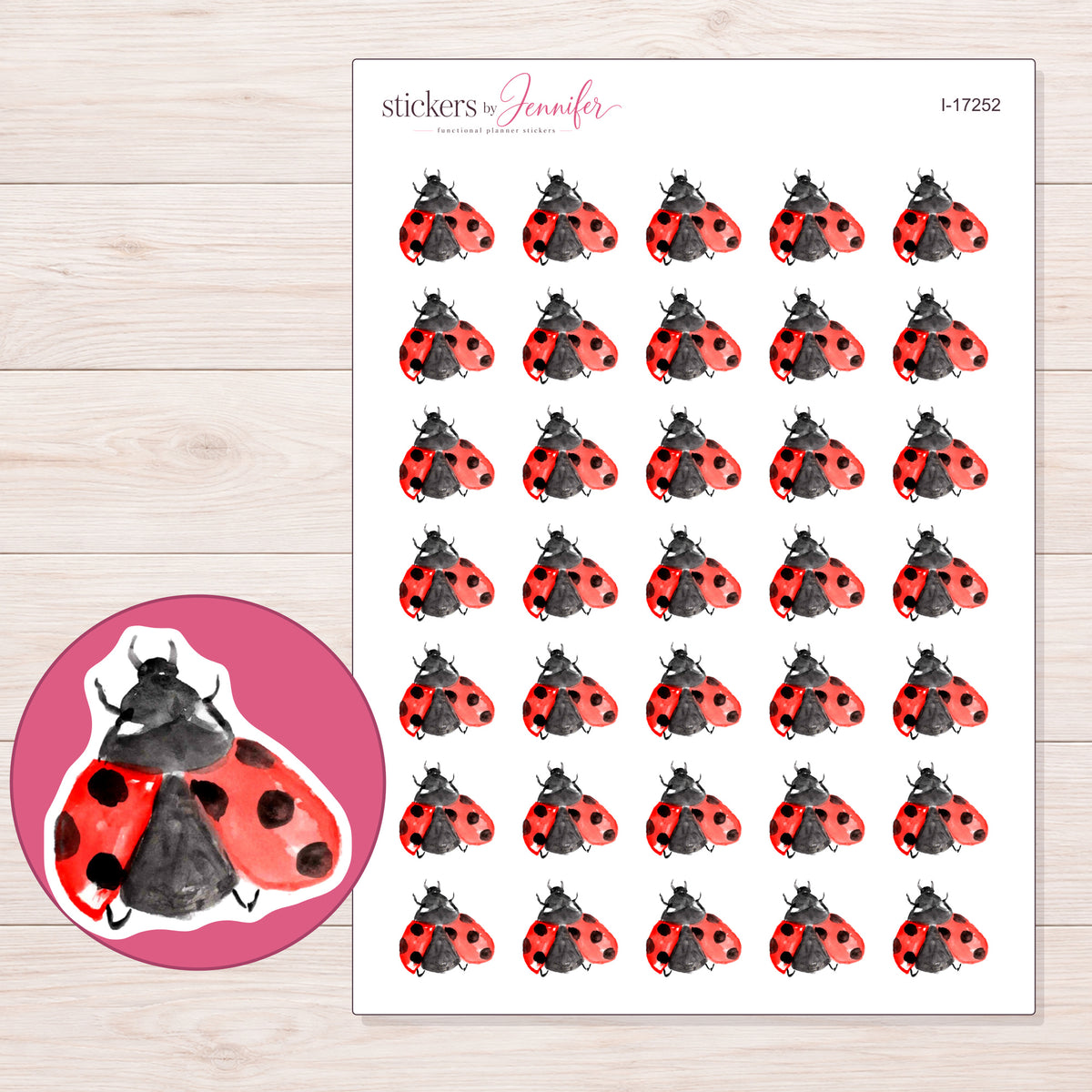 I-17252 planner sticker sheet with enlarged sticker detail