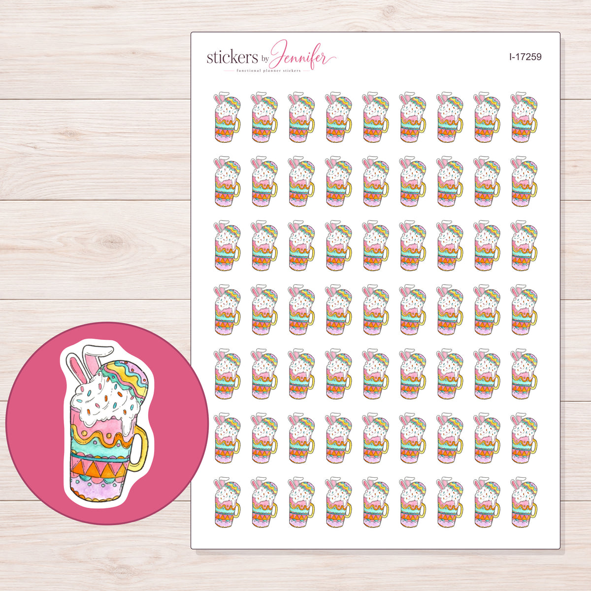 I-17259 planner sticker sheet with enlarged sticker detail