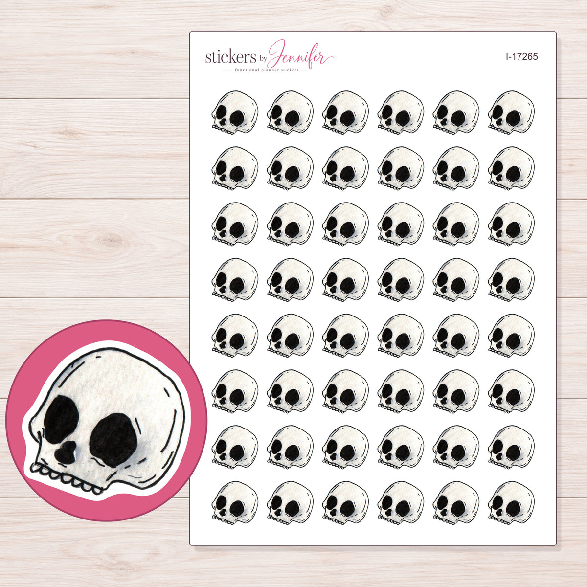 I-17265 planner sticker sheet with enlarged sticker detail