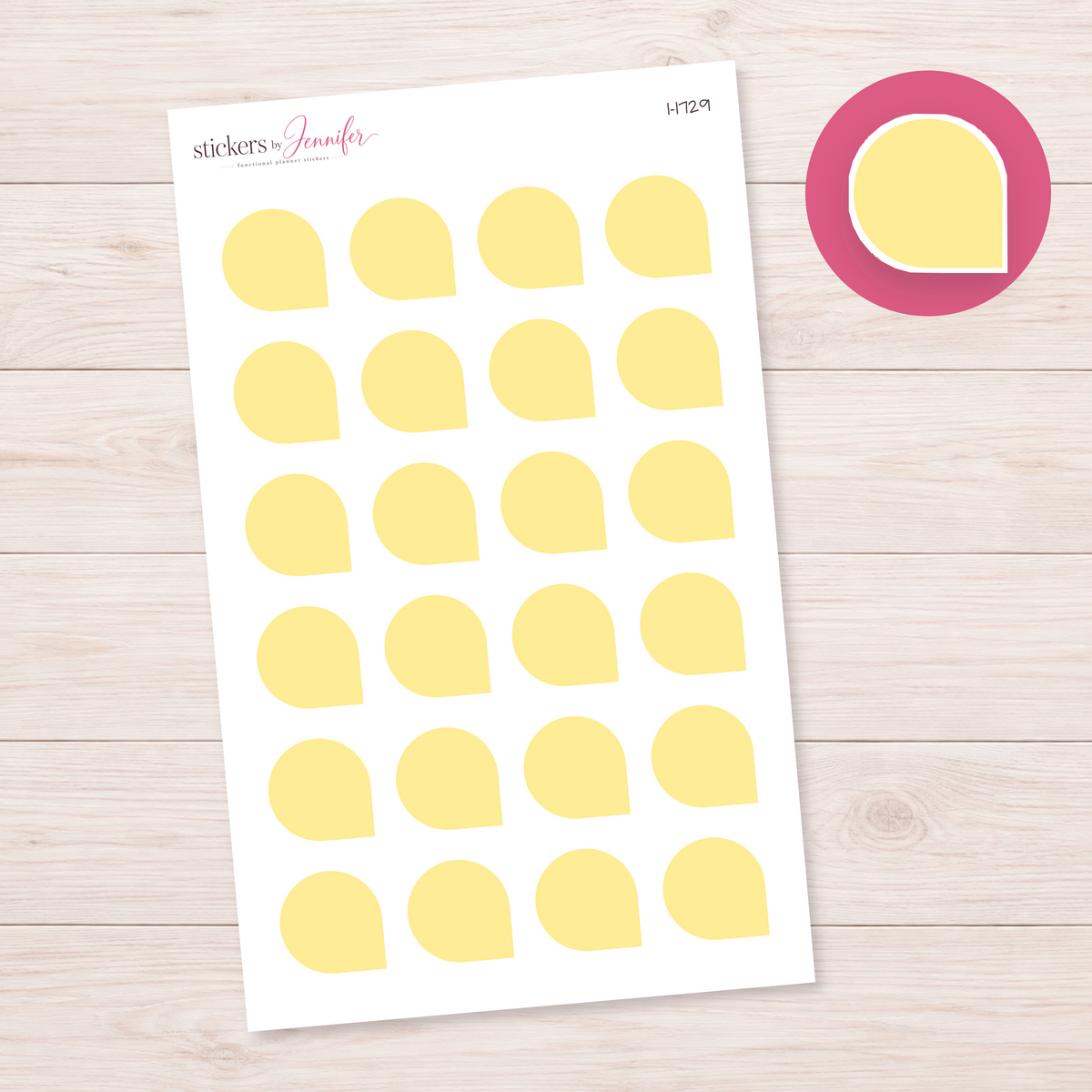 Pale Yellow Rounded Corner Dot Planner Stickers | I-1729