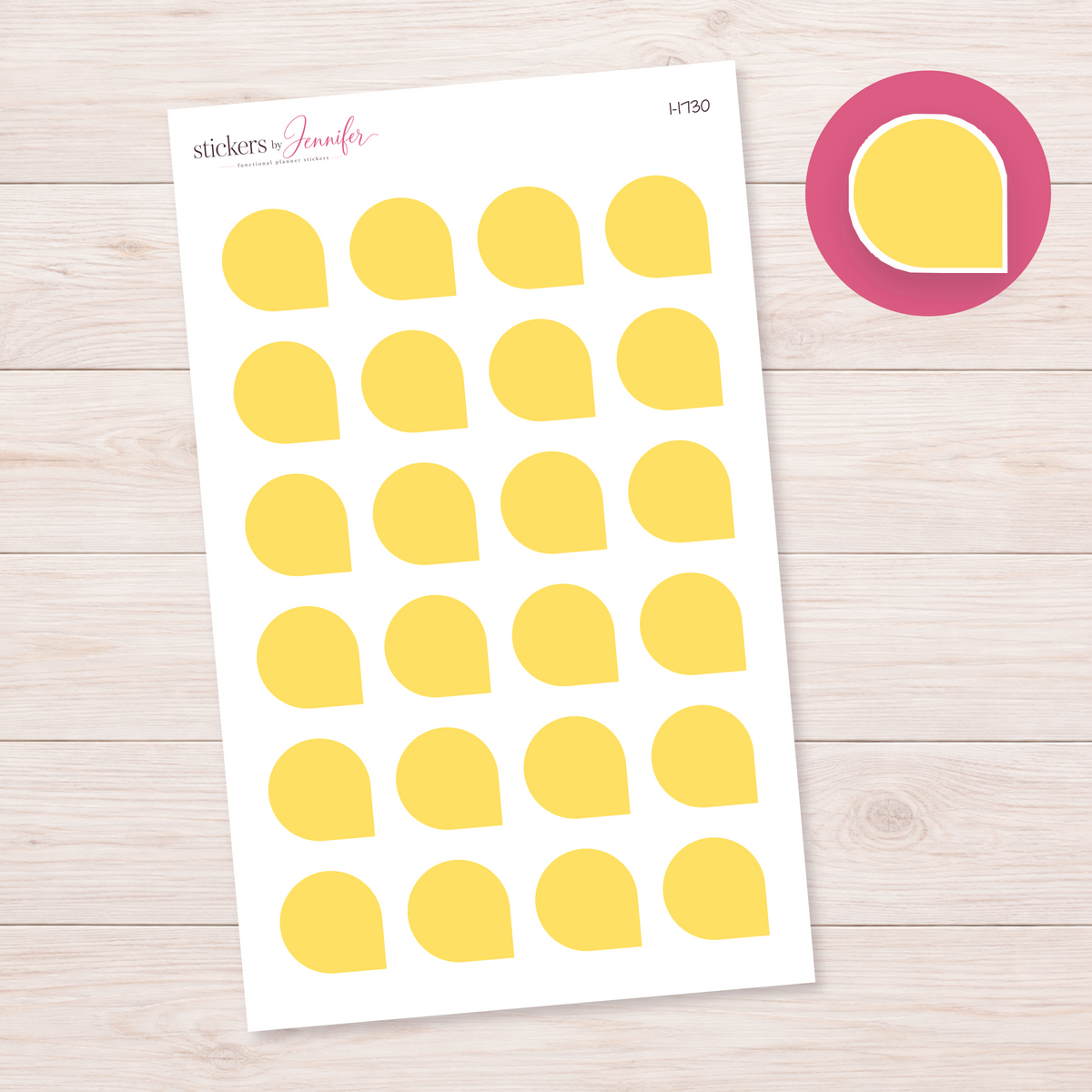 Yellow Rounded Corner Dot Planner Stickers | I-1730