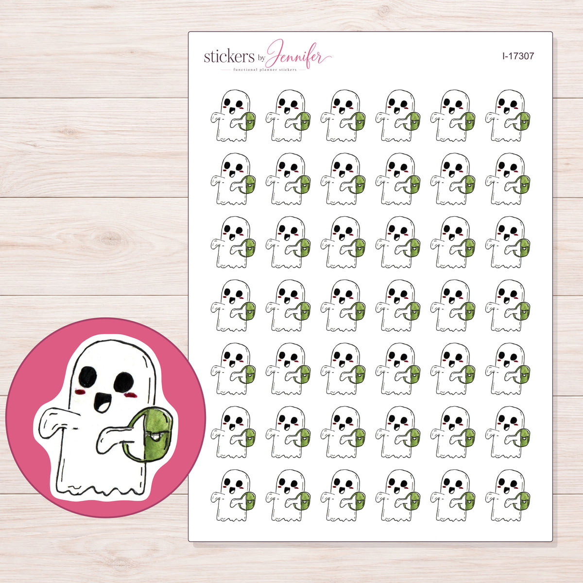 I-17307 planner sticker sheet with enlarged sticker detail