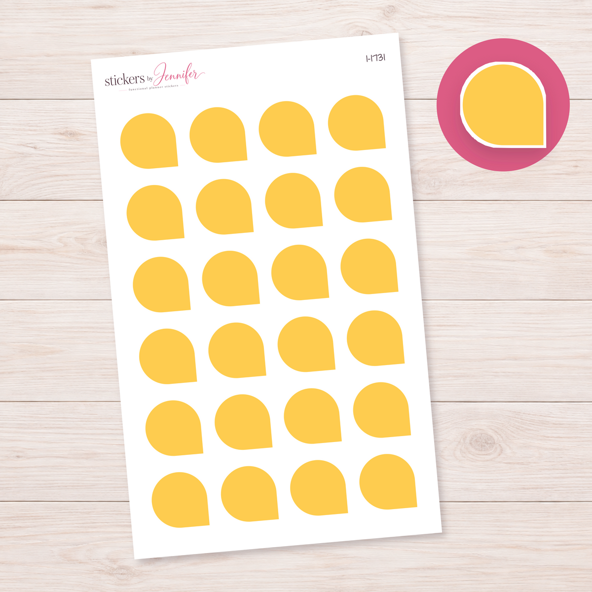 Golden Yellow Rounded Corner Dot Planner Stickers | I-1731