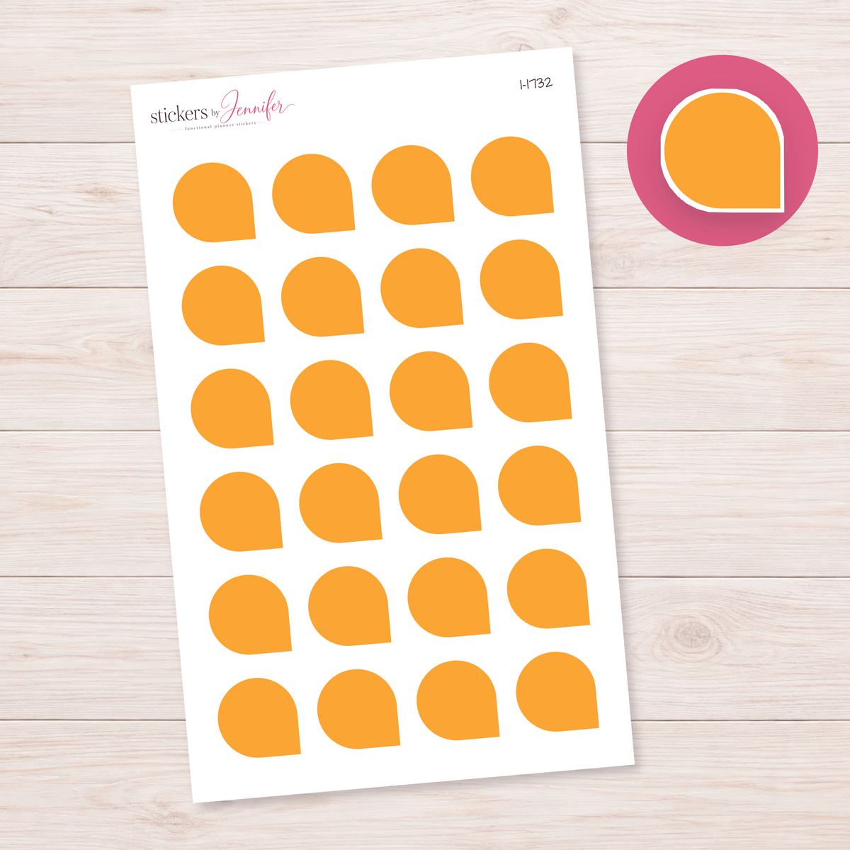 Orange Rounded Corner Dot Planner Stickers | I-1732