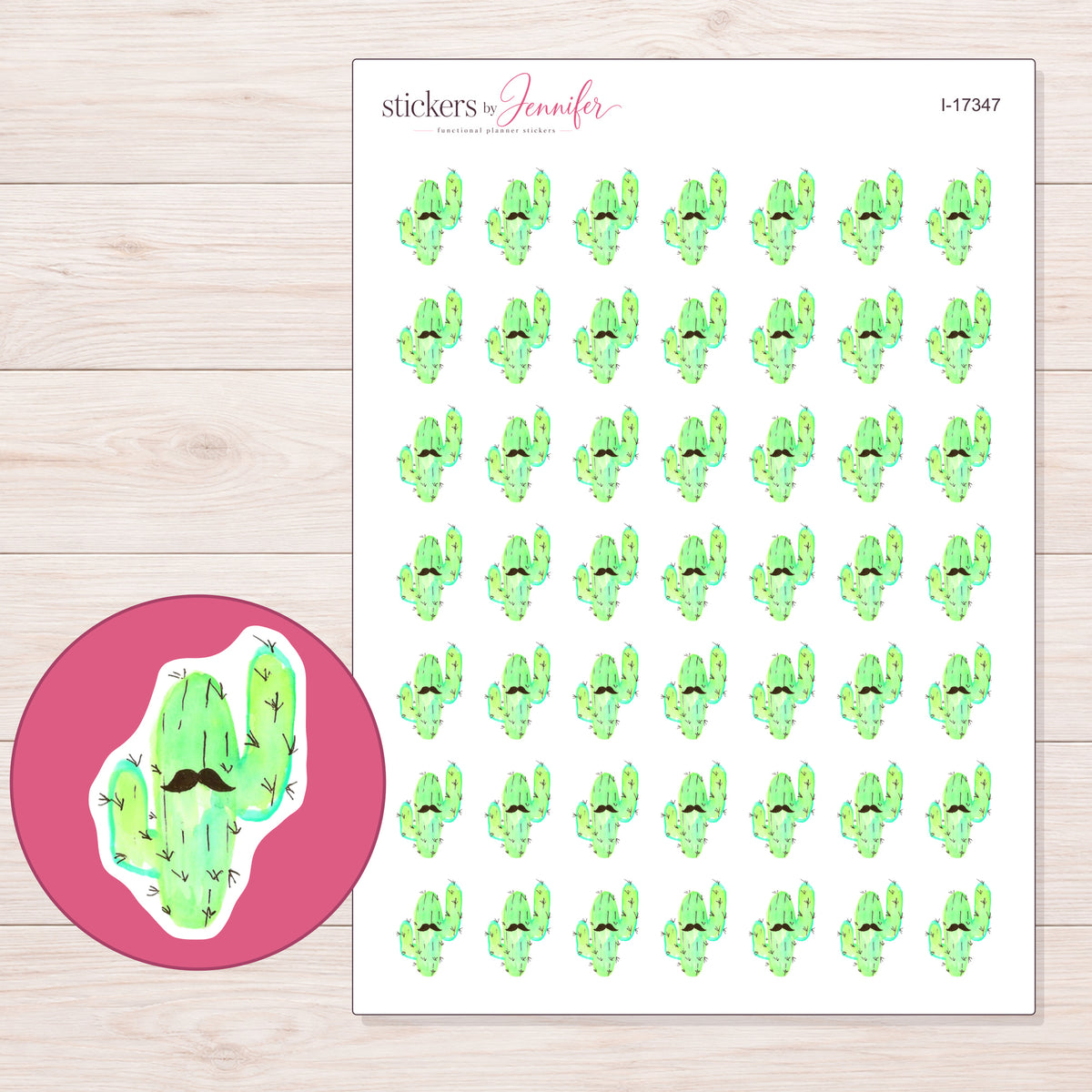 I-17347 planner sticker sheet with enlarged sticker detail