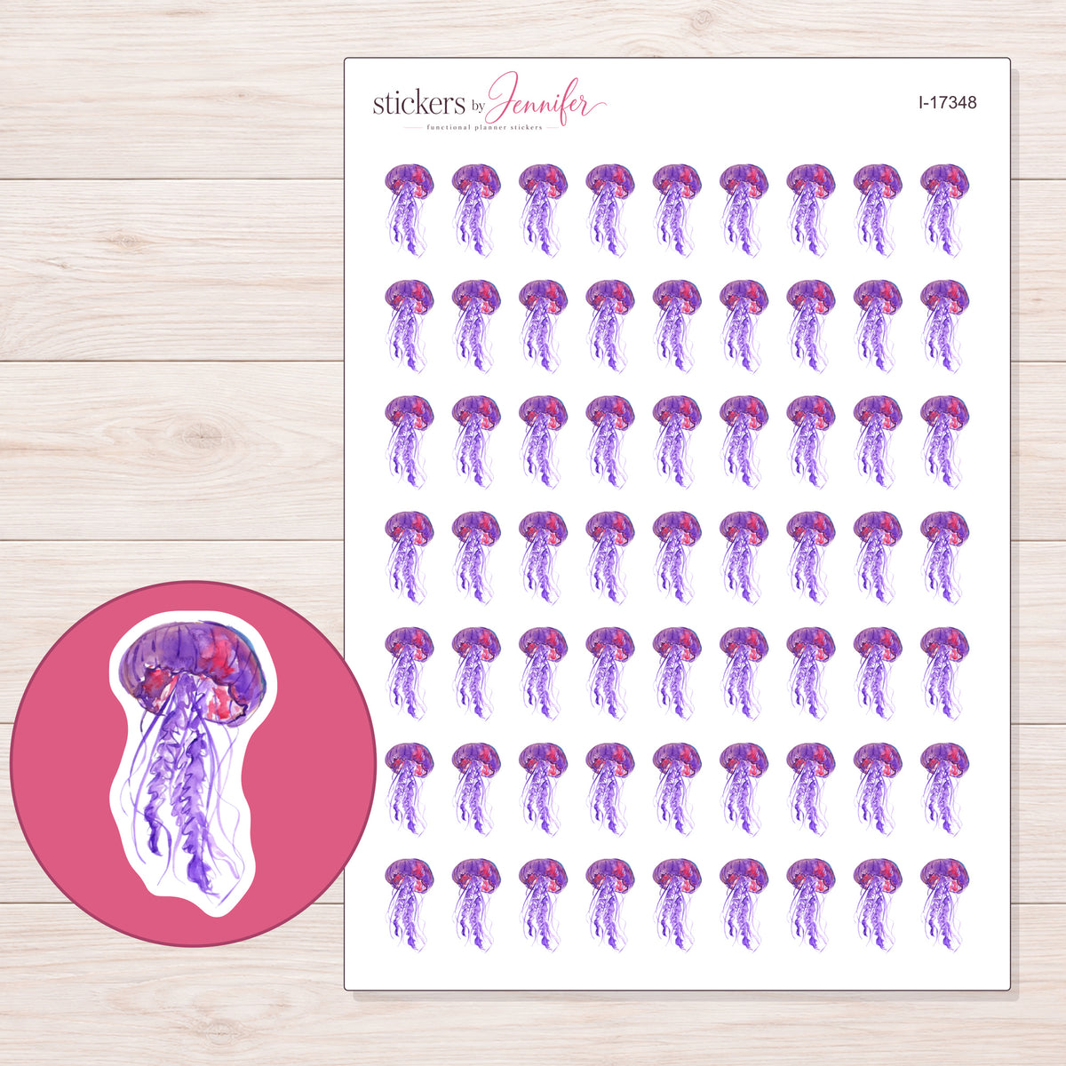 I-17348 planner sticker sheet with enlarged sticker detail